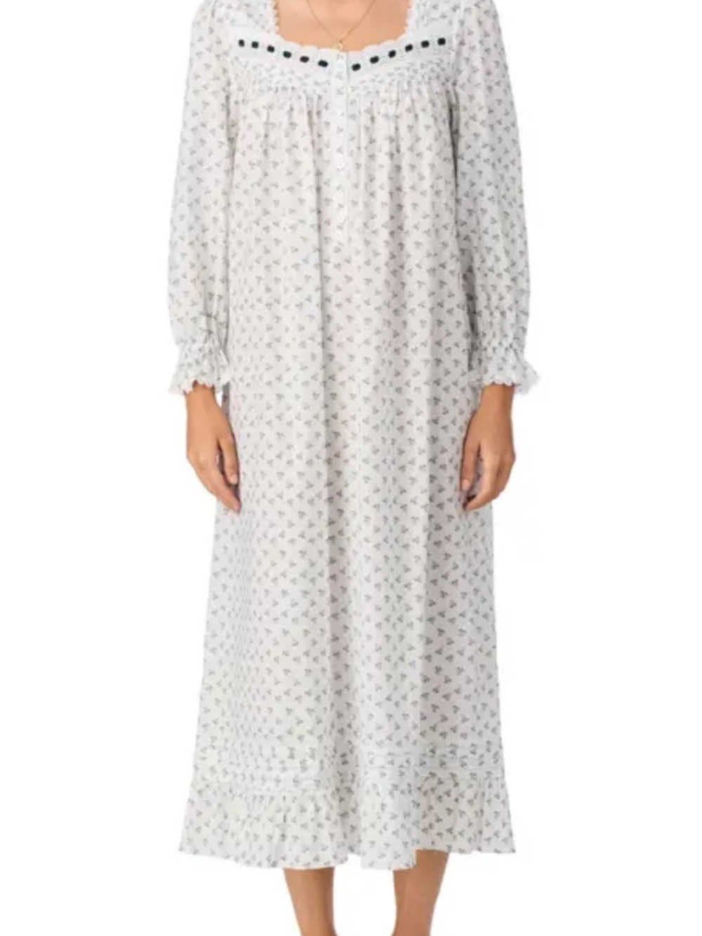 Eileen West 100% Cotton  floral ballet Long Sleeve Nightgown with pockets Sz M